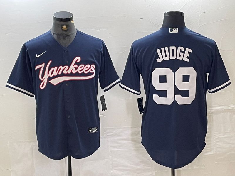 Men New York Yankees 99 Judge Dark blue Second generation joint name Nike 2024 MLB Jersey style 1